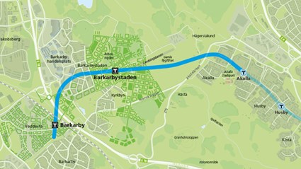 Den blåa tunnelbanelinjen förlängs från Akalla till Barkarby.