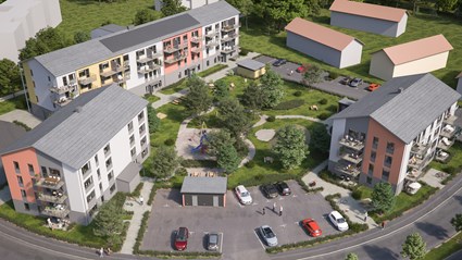 Hyresbostadsprojektet Soluppgången i Växjö. Bild: MK 3Design Studios