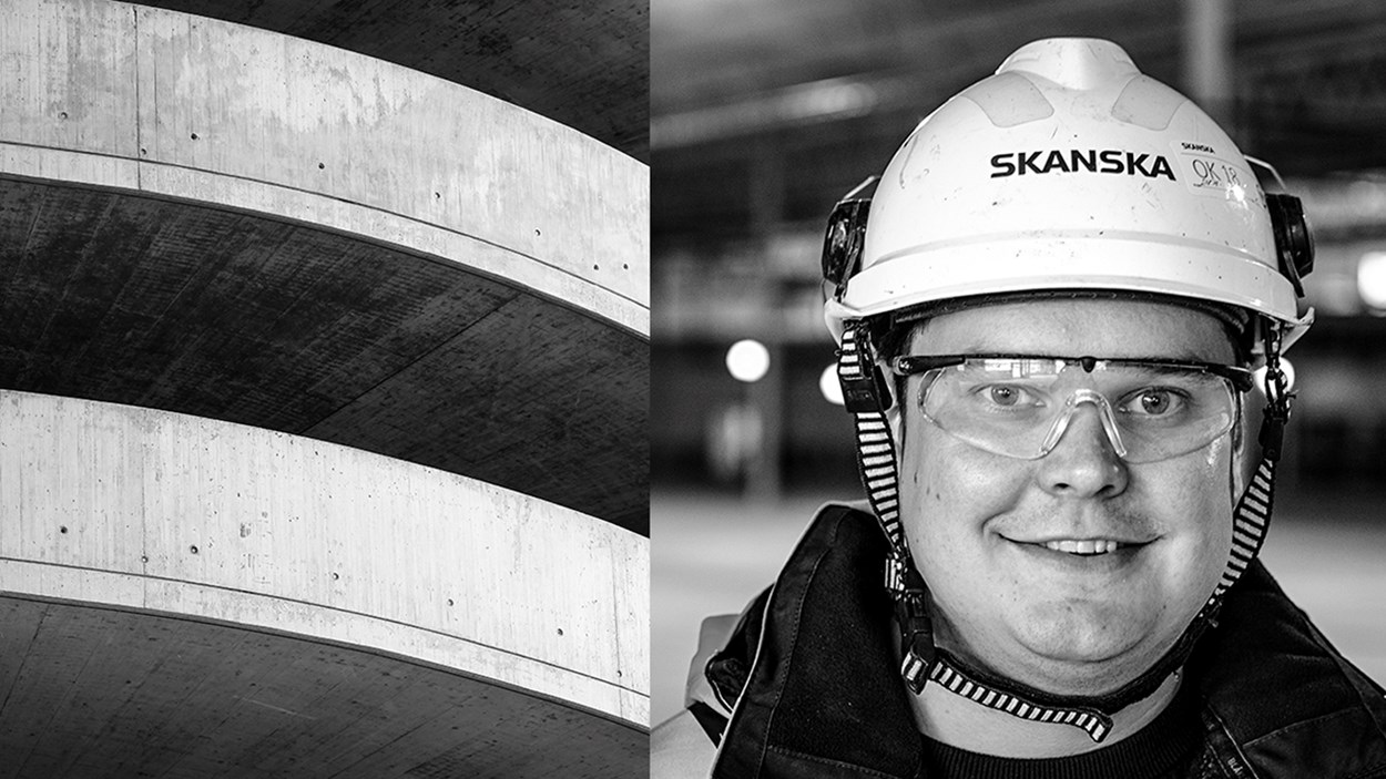 Ludvig Dahlgren är teknisk specialist på region betong på Skanska och har arbetat med att utveckla Grön betong.