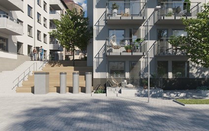 Sophanteringen i området hanteras med hjälp av sopsug. Brf Scilla är Svanenmärkt.