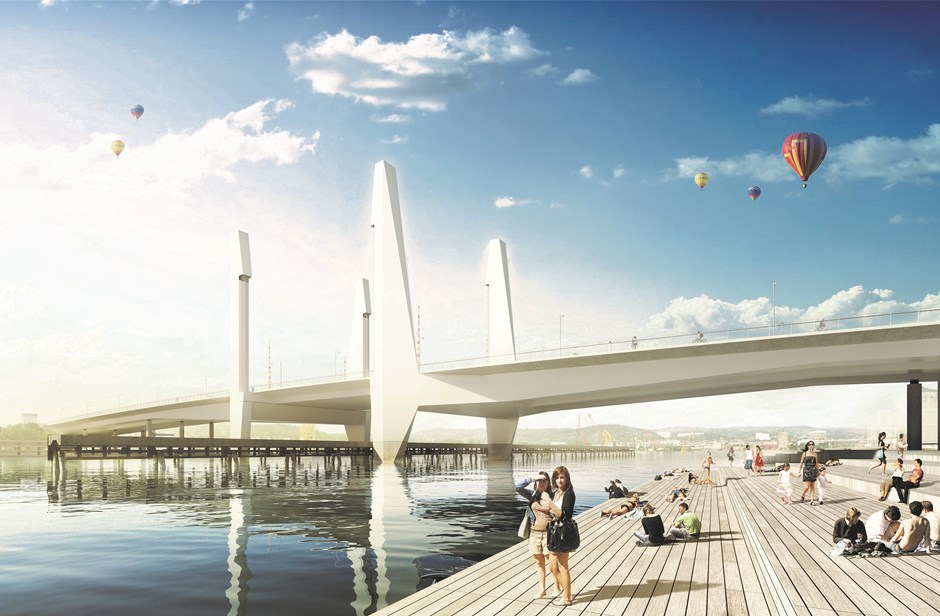Illustration av den färdiga Hisingsbron