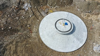 Ett färdigställt gravitationsfundament.