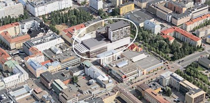Aerial picture from shopping centre Valkea and residential building Pajarinkulma.