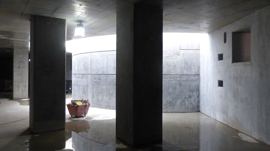 The bunker of the Target Building at ESS in Lund, with the concrete structure where the Monolith is to be placed. This is where spallation will occur. The bunker of the Target Building at ESS in Lund, with the concrete structure where the Monolith is to be placed. This is where spallation will occur.