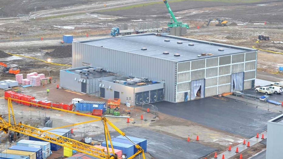 The Cryo Building, where large compressors will cool down helium gas, to be fed into the ESS accelerator tunnel making it superconductive. The Cryo Building, where large compressors will cool down helium gas, to be fed into the ESS accelerator tunnel making it superconductive.