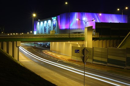 Viaduct in the route of Krakowska Street in Rzeszów by night