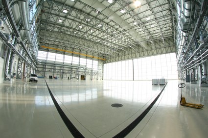 Hangar at the military airport in Powidz