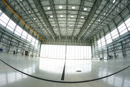 Hangar at the military airport in Powidz