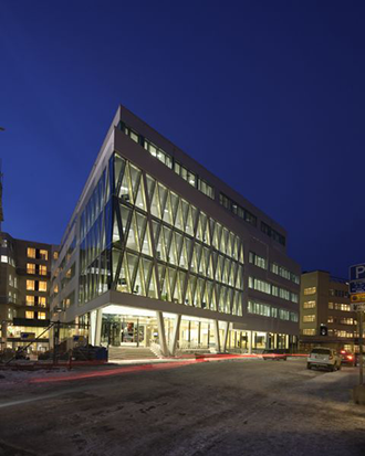 Entré Lindhagen nightview Skanska entrance