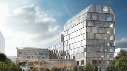 Fasaden blir modern med mycket ljusinsläpp.