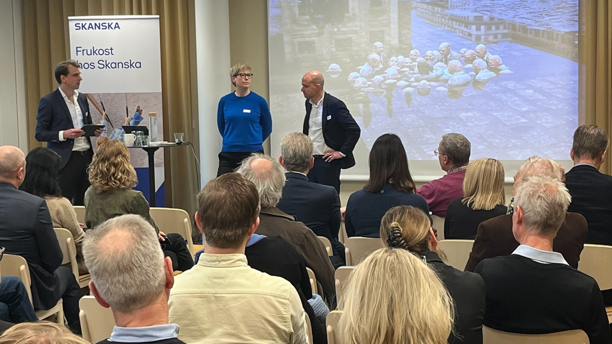 Henrik Ahnström på Skanska, Per-Anders Gustafsson, vd Göteborg Energi, och Tonje Værdal Frydenlund från det norska arkitektkontoret Snøhetta, delade med sig av spännande insikter om framtidens energimarknad.