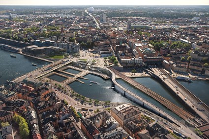 Rendering image of the future design of the Slussen area.