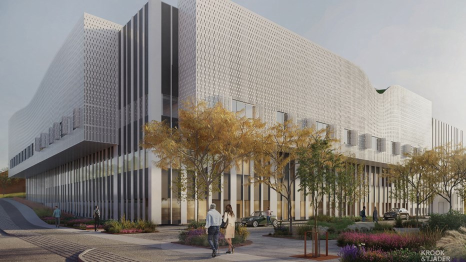 På uppdrag av Region Skåne bygger Skanska en ny vårdbyggnad och en ny servicebyggnad vid sjukhuset i Hässleholm.  Fasaden på den nya vård- och servicebyggnaden i Hässleholm