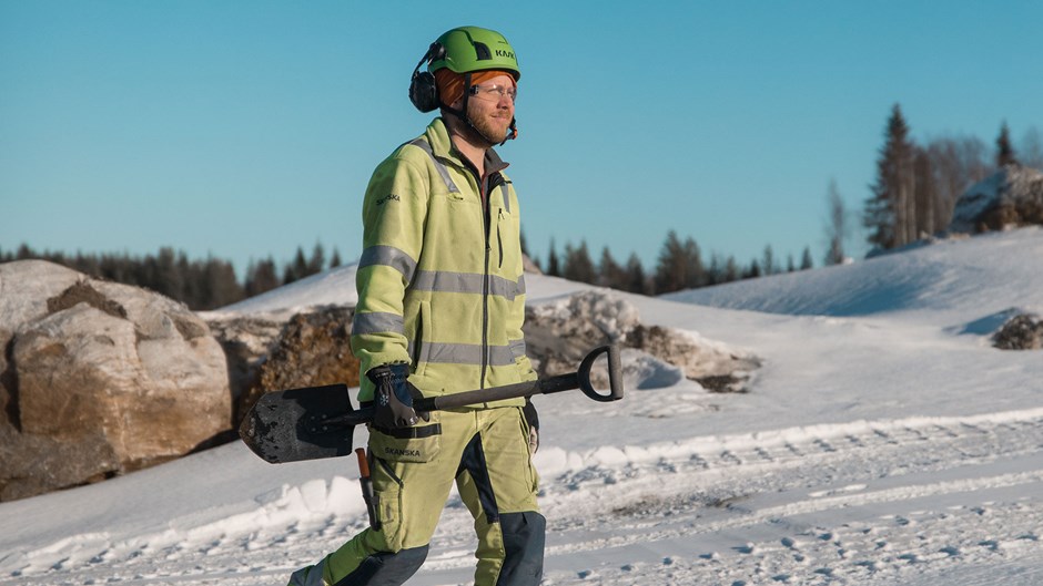 Jesper Lindgren jobbar som anläggningsarbetare i projektet Hammarängen.