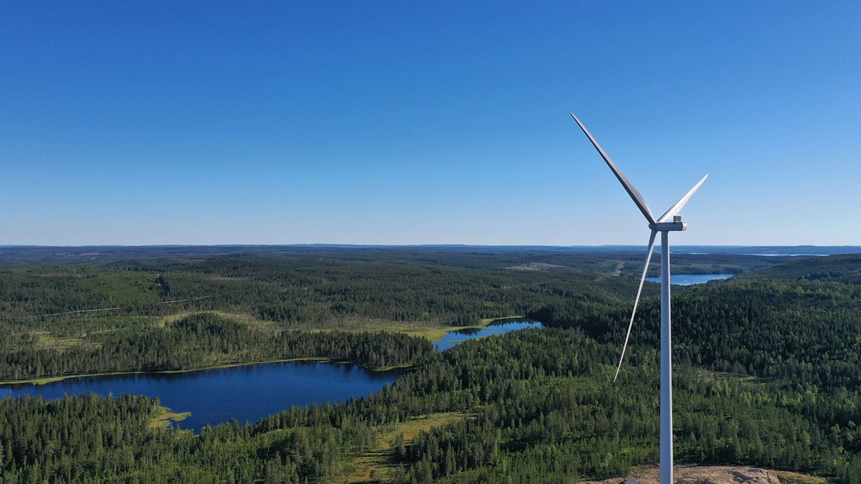 Högaliden vindkraftspark skogslandskap Vindelälven Umeå