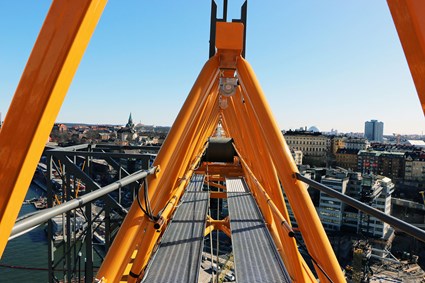 The highest point of the Slussen tower crane.