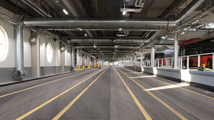 Bussdepån färdigställdes 2021 och är Nordens största.