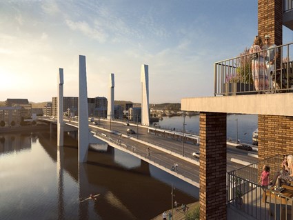 Skanska har byggt Hisingsbron i centrala Göteborg. Bron går över Göta älv.