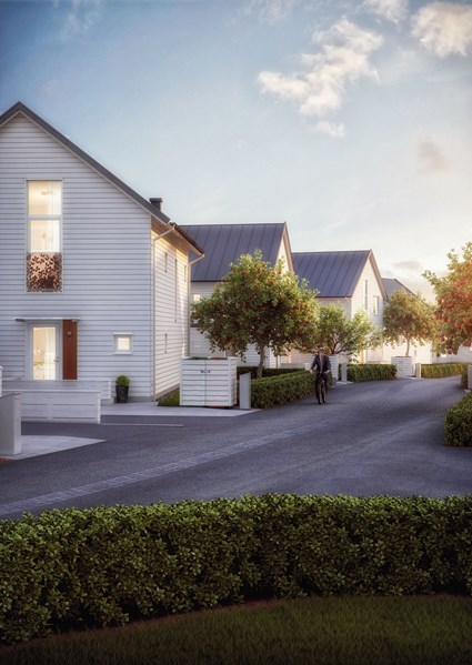 Husens utseende är inspirerat av traditionella skärgårdssamhällen. Bild: Sweco Arkitekter