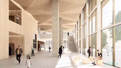 2023 kommer den första patienten kunna ta plats i de nya vårdbyggnaderna och mötas av en grön läkande miljö.