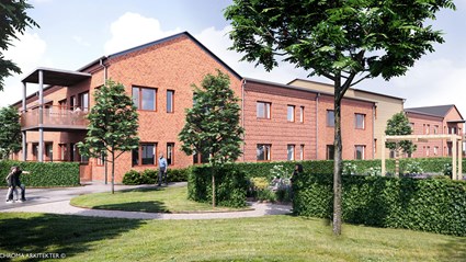 Utemiljön uppmuntrar till rörelse, lugn och naturkontakt för de boende.
