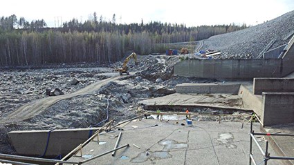 Översikt över det torrlagda arbetsområdet.