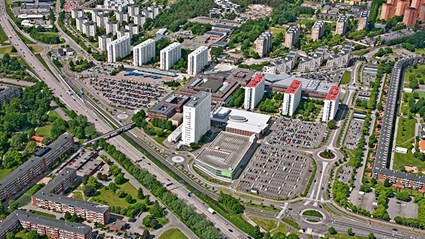 Flygbild på Frölunda Torg.