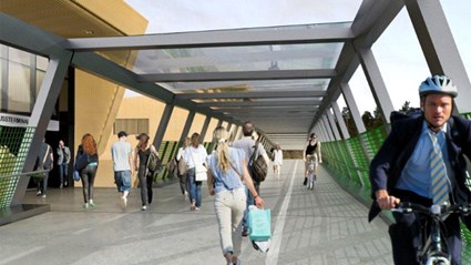 Den färdiga gång- och cykelbron underlättar för resenärerna.