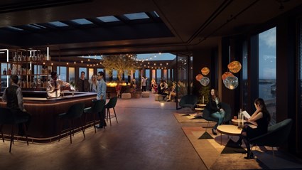 En skybar och restaurang planeras. Träffa kollegor på en AW och lära känna andra kreativa människor.