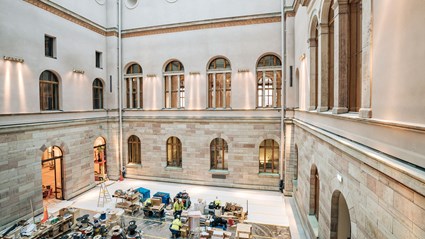 Ljusgården på Nationalmuseum under renovering.