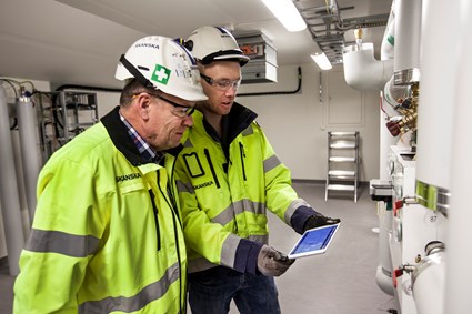 Vi använde ett avvikelsehanteringssystem på Ipads där ritningarna över byggnaden fanns.