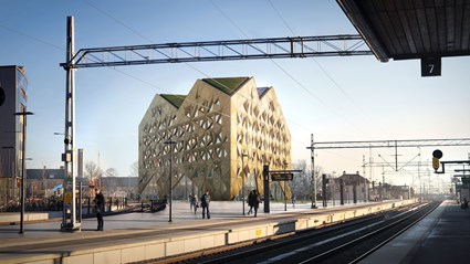 Juvelen is the first building that meets travelers when the trains roll into Uppsala.
