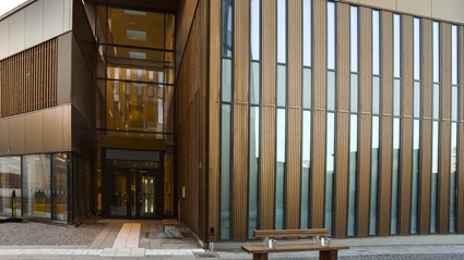 The entrance feels inviting and welcoming.
