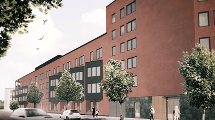 Kvarteret ligger alldeles intill stationen och centrum.