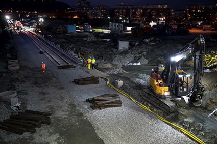 Under påskhelgen kopplade vi på de temporära spår.