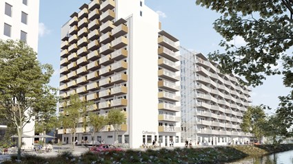 Skanska kombinerar hyresrätter och bostadsrätter i kvarteret.
