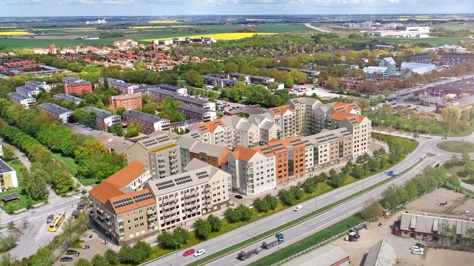 Hyresrättskvarteret Fastighetsboken byggs intill det stora studentområdet Delphi i Lund. Hyresrättskvarteret Fastighetsboken byggs intill det stora studentområdet Delphi i Lund.