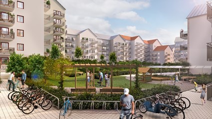 Skanska har lagt fokus på en avskild och trivsam gård. 