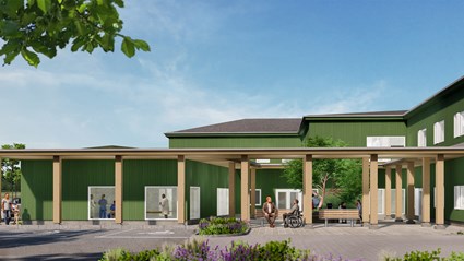 Skanska bygger en ny hälsocentral och Folktandvård. Illustration: Studio Ekberg