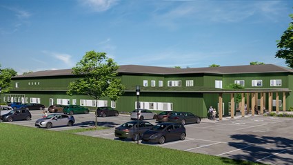 De nya vårdlokalerna får en total yta på cirka 3 500 kvadratmeter. Illustration: Studio Ekberg