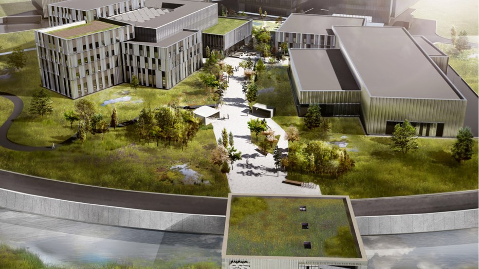 ESS Campus blir ansiktet utåt och det första besökare från hela världen möter när de kommer till ESS. Bild: Henning Larsen Architects/COBE/SLA ESS Campus blir ansiktet utåt och det första besökare från hela världen möter när de kommer till ESS. Bild: Henning Larsen Architects/COBE/SLA
