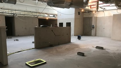 I köket murades väggar upp och flertalet kylrum monterades.