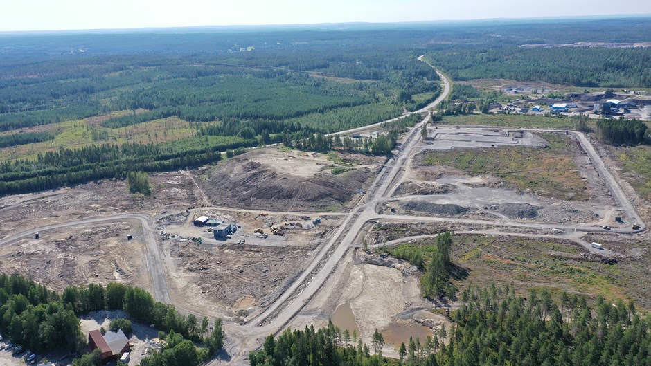 Ett industriområde under uppbyggnad i Skellefteå.