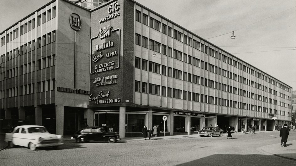 Vy över färdigbyggda kvarteret Malmö 1957 kopiera