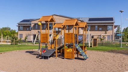 The children can be active in the play area.