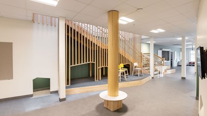 In the large playroom there are many small spaces, where the children can play.