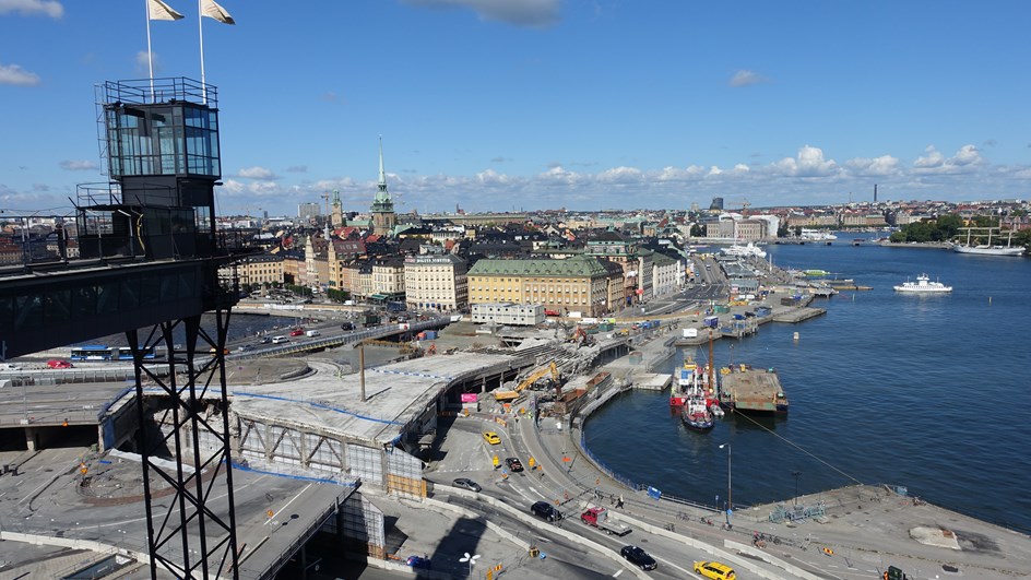 Slussen från ovan i slutet av augusti 2016.