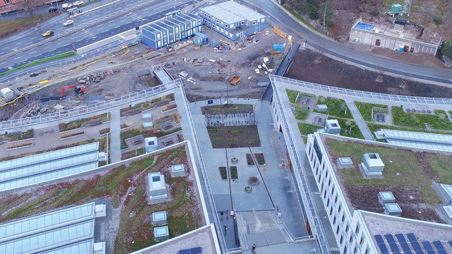 The houses have green roofs that make it easier for insects and plants to strengthen their dispersal routes. Green roofs strengthen biodiversity for insects and plants.