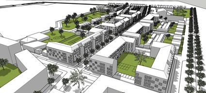 Småhus blandas med stadsmässiga flerbostadshus i Hjärup Västerstad. Den nya stadsdelen ska bli hem för människor från många bakgrunder i skiftande faser av livet.  