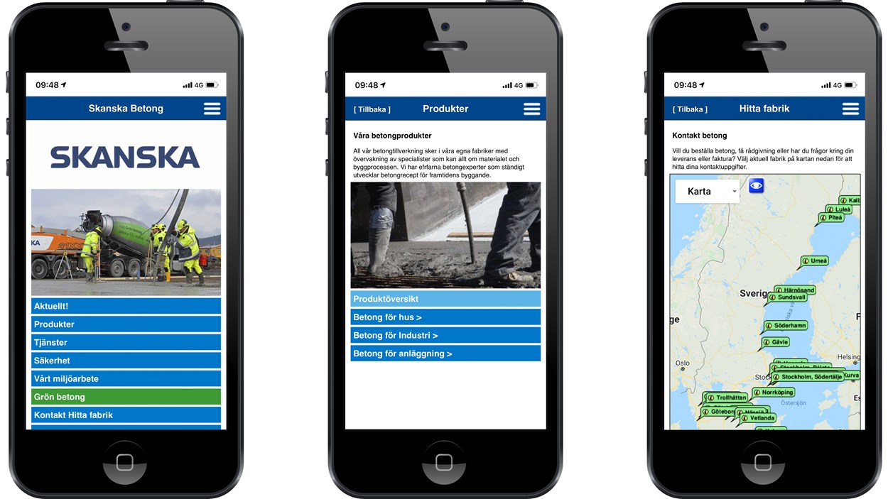 Hur Skanskas betongapp visas på en iPhone